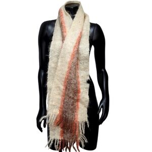Vintage John Wanamaker 100% Mohair Scarf Made in W. Germany Striped 6 Foot AS IS